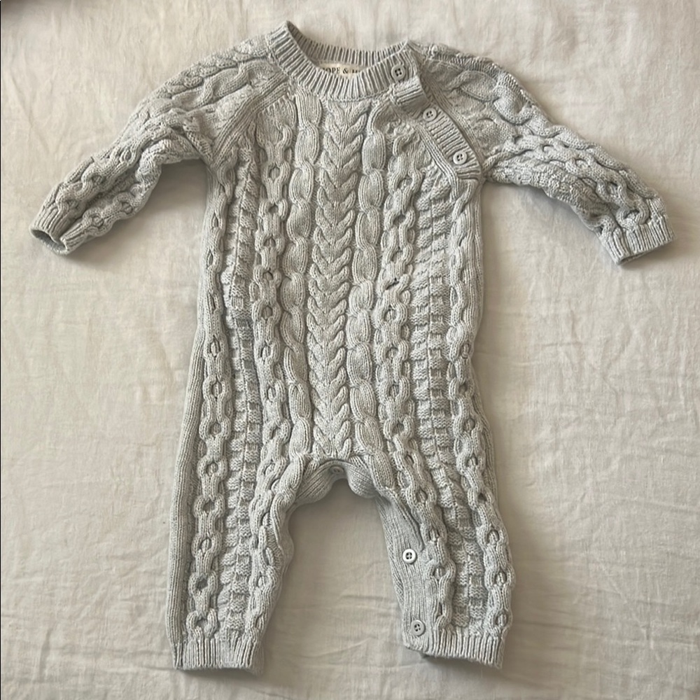 Gray Cable Knit Baby Onesie